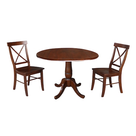 International Concepts Round 42 in Round Top Pedestal Table with 2 Chairs, Espresso, 42 in W, 42 in L, 29.5 in H, Wood K581-42DPT-C613-2
